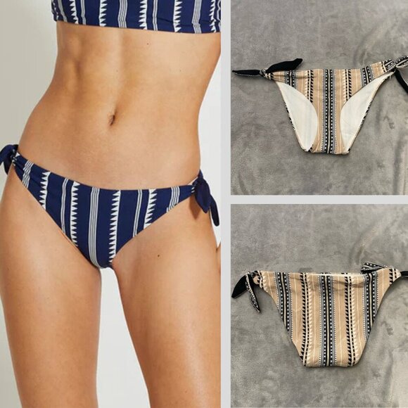 New! Lemlem Lucy Tan Black Printed Side Tie Bikini Bottom 4949 - Picture 1 of 8